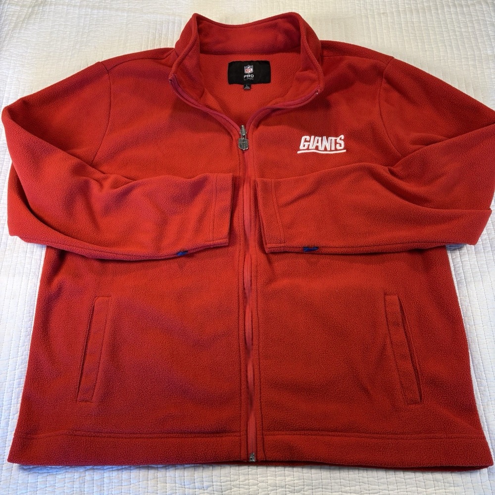 NFL Pro Line Giants Jacket Mens Large Red Full Zip Fleece Embroidered Logo NFL